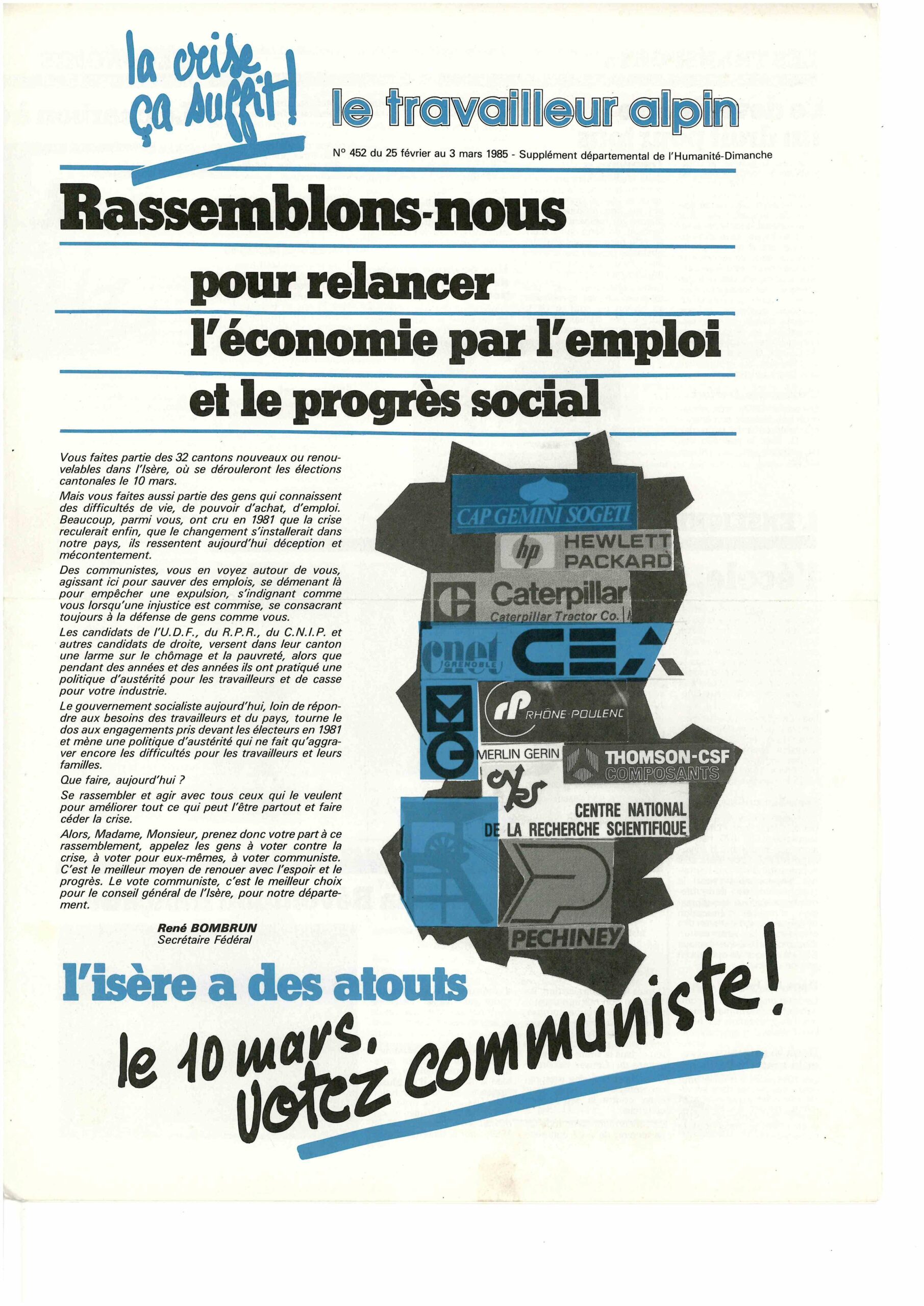Le Travailleur alpin 25 février 1985
